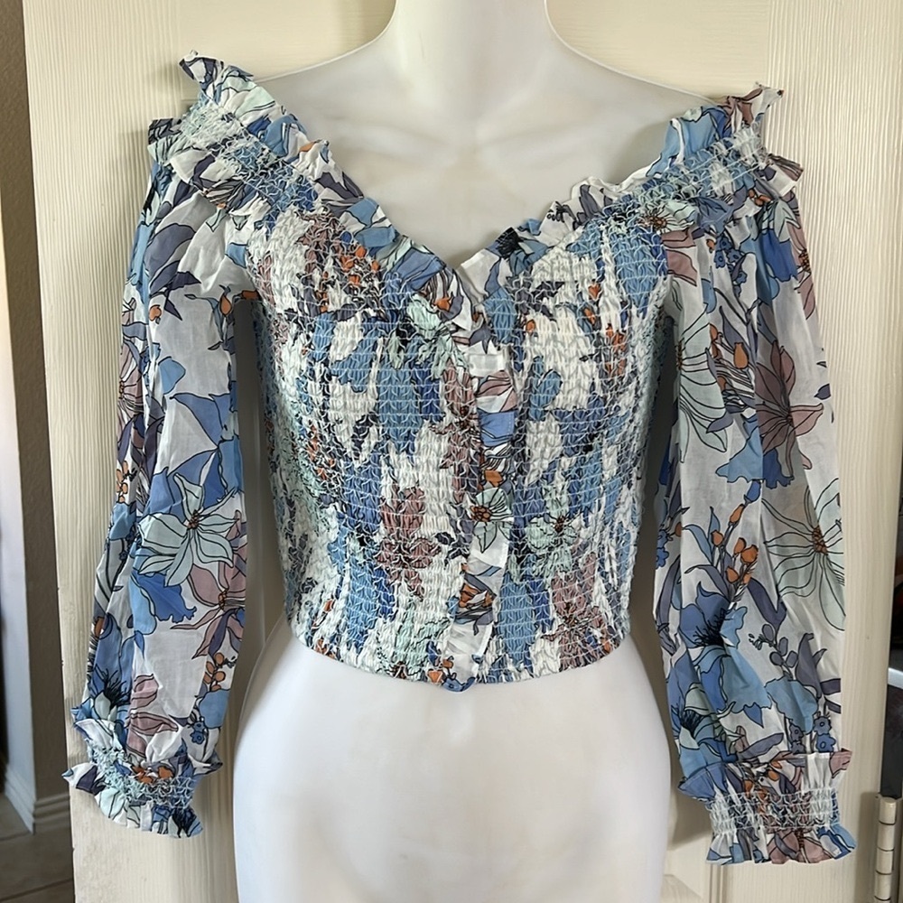 Hale Bob Floral Blue Top